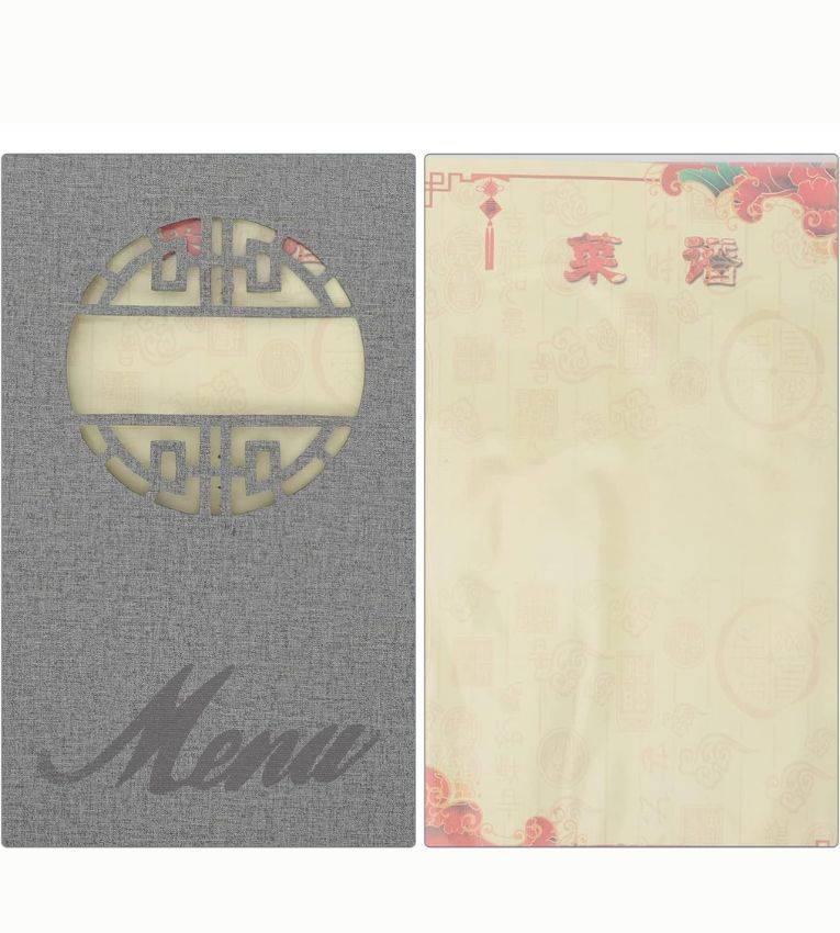 Porte-menu gris classique en similicuir 18 larges A4